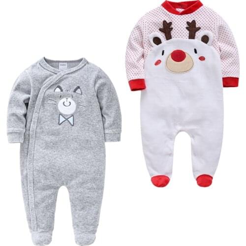 2021 Winter Bebe Fille Baby Boy Girls Romper Cartoon Onesies Velvet Warm Jumpsuit Infant Clothing Autumn Newborn Baby Clothes