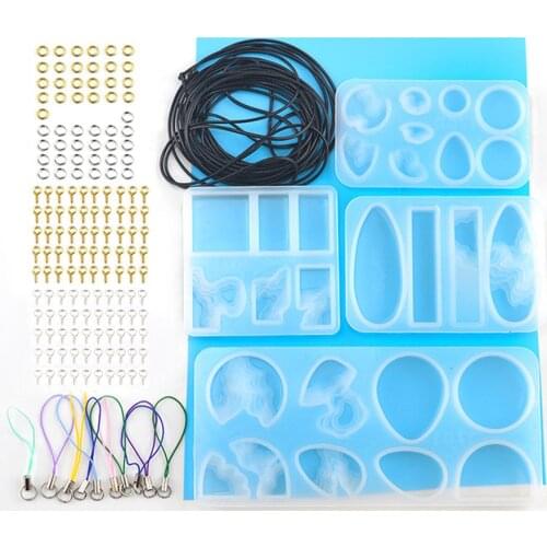 DIY Pendant Jewelry Drop Glue Mold Set Crystal Silicone Mold With Mixing Rod Key chain Making