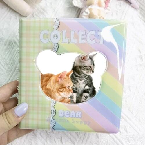 E7CB Cartoon Bear Shape Hollow 3" Photo Album 68 Photos Memory Books Horizontal