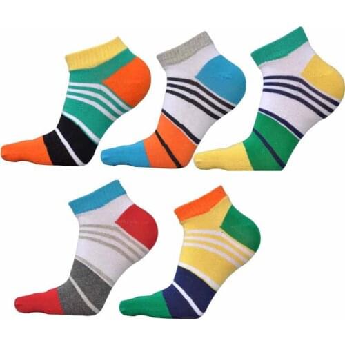 Cotton Five Finger Socks Mens Invisible Socks Men Ankle Toe Socks 5 Toe Stripe