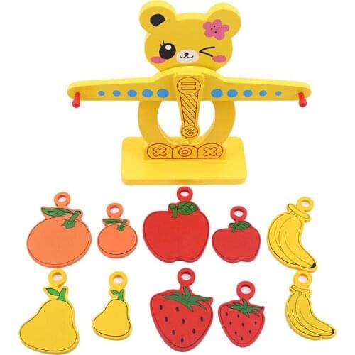 Toys For Children Wooden Fruit Digital Scale Balance Block Learning Educational Cognition Montessori Wooden Toys