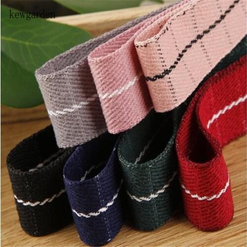 Kewgarden 25mm 38mm 1.5" 1" Polyester Cotton Plaid Ribbon Handmade Tape DIY Brooch Hair Bowknot Accessories Satin Webbing 20Yard