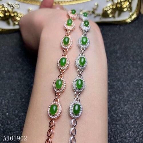 KJJEAXCMY boutique jewelry 925 Silver-inlaid Natural Jasper and Gemstone Deluxe Bracelet Support Detection