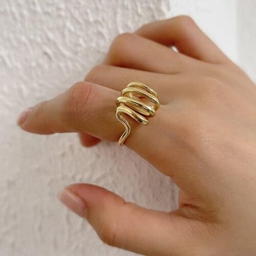18K Gold Authentic S925 Sterling Silver FINE Jewelry Twist spring Shape Band ring adjust Gothic Punk Jewelry TLJ1649