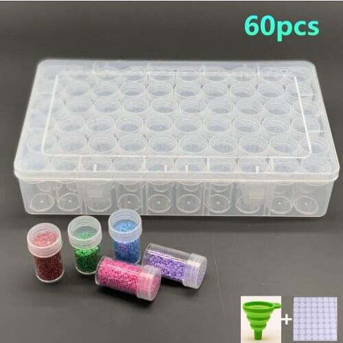 60 Bottles Jar Round Diamond Painting Storage box Diamond Painting Accessories Beads Container Mosaic Storage boxes Tools