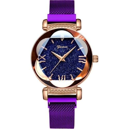 RGTOPONE Magnet Quartz Rose Gold Female Net Red With the Starry Milan Iron Mesh With Durable Ladies Quartz Watch for Women Girls