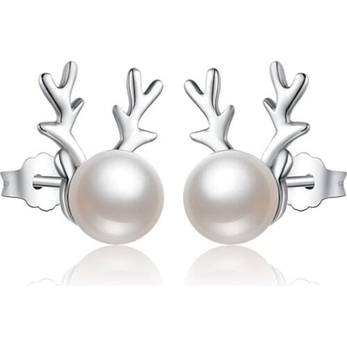 Lovely Funny Girls Party Stud Earring Trendy 925 Sterling Silver Earrings Hiphop Birthday Gift Pearl Earrings For Women