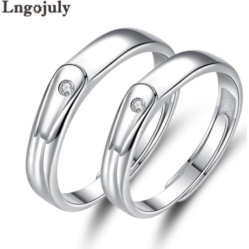 Fashion Lover Rings 100% Real 925 Sterling Silver Rings Wedding Couple Zircon Drill Ring Jewelry Record Rings For Valentine Day