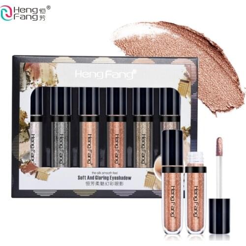 Soft And Glaring Eyeshadow 6 Colors Liquid Eye shadow 1.7gX6 Beauty Eyes Makeup Brand HengFang #H6535