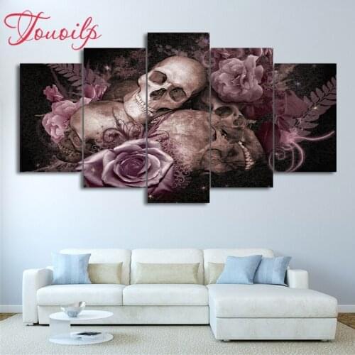 TOUOILP 5D DIY Full Square&round 5pcs Skull Rose 5d Diamond Painting Combination diamond Embroidery Mosaic Home Decor painting