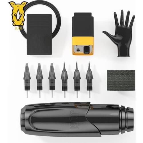 Professional Tattoo Kit LCD Power Supply Cartridge Needles Foot Pedal Set Rotary Short Tattoo Pen Machine Kits