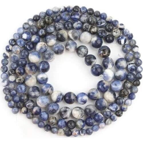Natural Stone New Blue Sodalite Jaspers Beads For Jewelry Making Round Loose Spacer Beads DIY Bracelet Necklace 4/6/8/10/12mm
