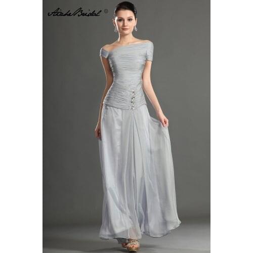 Formal Womens Dress Gorgeous A Line Cap Sleeve Gray Chiffon Mother of the Bride Dress