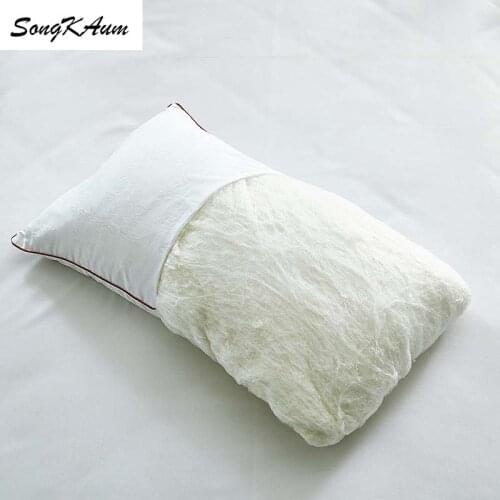 SongKAum Hand made 100% Mulberry Silk pillow Single household health care pillows 100% Cotton Satin jacquard Cover