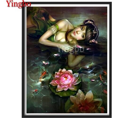 Full Square/Round Drill 5D DIY Diamond Painting Mermaid DIY Diamond Embroidery Landscape Koi lotus 3D Home Decor Gift