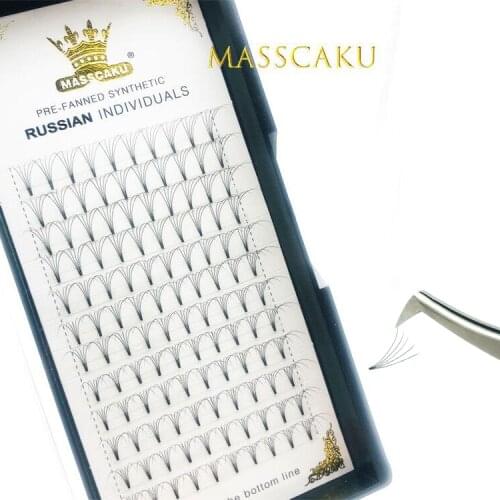 MASSCAKU Large Storage Premade Fans Short Stem Volume Eyelash Extensions wide fans 3d4d5d6d10d20d Lashes Faux Mink Eyelashes