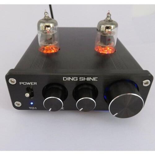 Silver / Black DC12V HIFI 6J1 Tube Preamp amplifier valve Audio Preamplifier Dual Channel Treble Bass with NE5532 tone