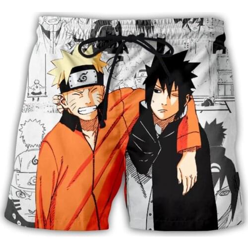 Summer New Casual Shorts Men Beach Breathable Quick Dry Loose Shorts Mens Fashion Hip Hop Naruto Print Short Pants Shorts Male