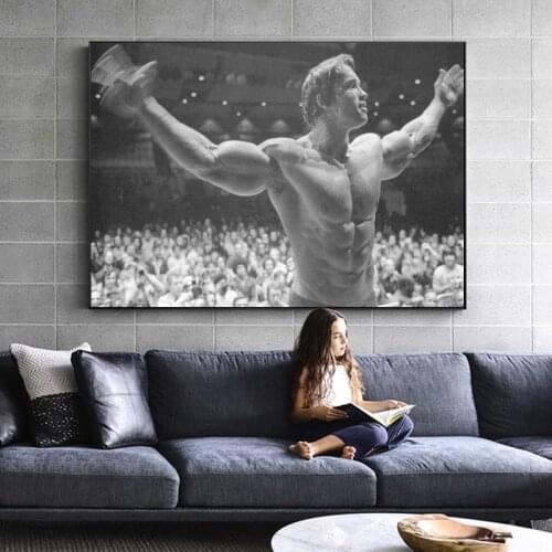 Schwarzenegger Bodybuilding Canvas Painting Cuadros Fitness Inspirational Posters and Prints Wall Art Pictures for Living Room