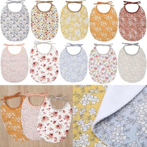 KLV Waterproof Flower Print Cotton Baby Bibs Newborn Baby Girls Burp Cloths Bandana Scarf Baberos Bibs For Kids Boys Toddler