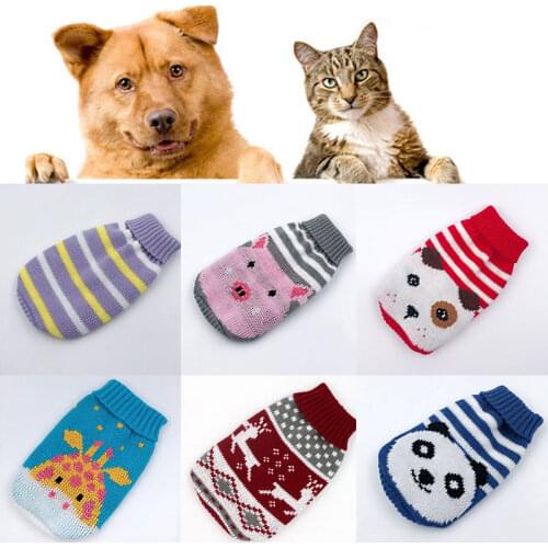 Winter Dog Sweaters Warm Cute Dogs Pet Clothes Printed Sweaters Pet Sweaters Cat Knitted Sweaters Soft Comfortable Skin-friendly