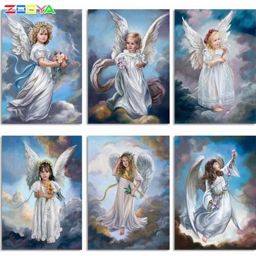 ZOOYA DIY 5D Diamond Painting Little Girl Diamond Embroidery Angels Full Set Diamond Mosaic Rhinestone Pictures Home Decor R1135