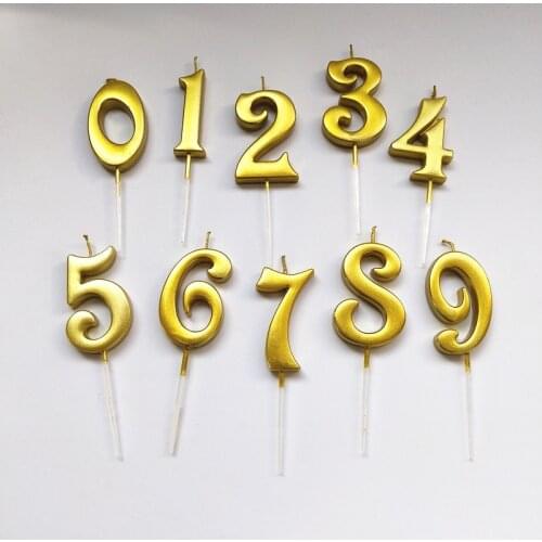 1PC Gold Paraffin 0-9 Number Cake Candles Champagne Cake Topper Birthday Candle Cupcake Decoration Party Supplies Ornaments