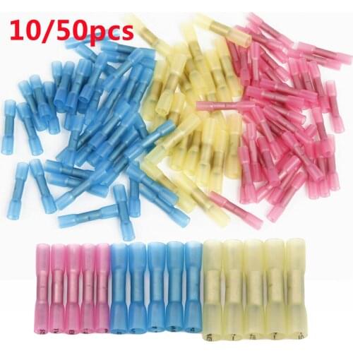 10/50pcs Heat Shrinkable Terminal Wire Connector Insulated Waterproof Crimp Terminals AWG22-10 Automotive Electrical Connectors