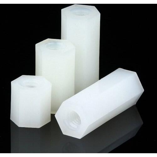 10pcs M2 M2.5 M3 M4 White Nylon Hex Female to Female Hollow Pillars Standoff Spacer PCB Board Nut Hexagonal Stud Spacer