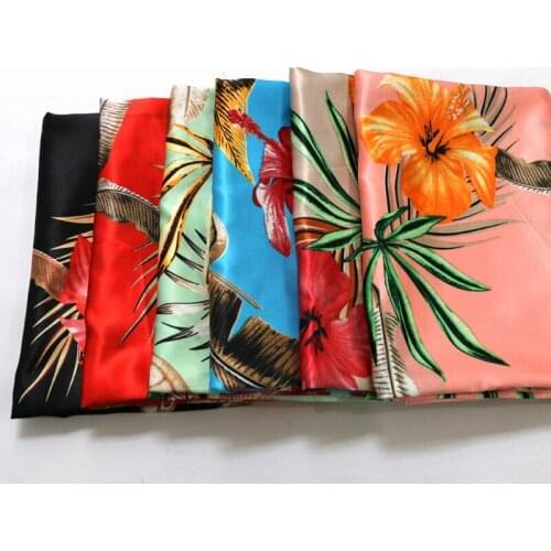 100cm*148cm Soft Glossy Satin Material Scarf Clothing Sewing Fabric Vintage Floral