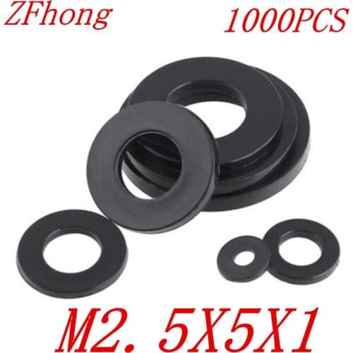 1000PCS M2.5*5 2.5mm Black flat nylon Washer thickness 1mm