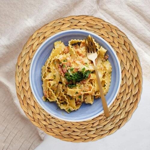 2 Pcs Woven Placemats,Natural Water Hyacinth Weave Placemat Round Braided Rattan Tablemats