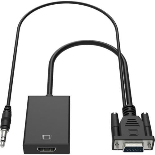 20pcs/lot 1080P Full HD Male to Female VGA to HDMI Audio Video Adapter Converter Cable with Micro USB Cable for PC HDTV TV