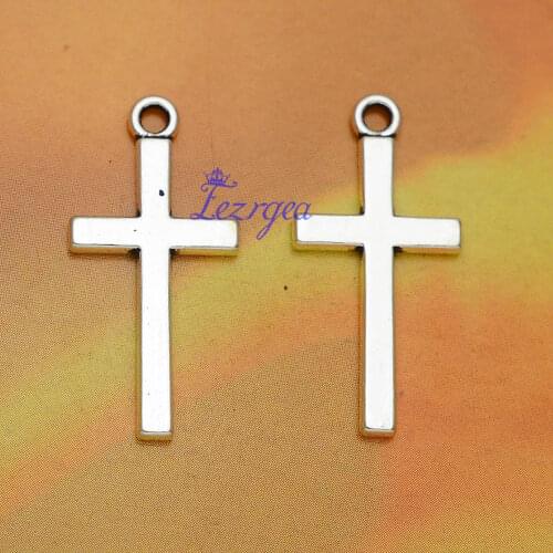 30pcs/lot--13x27mm, Antique silver plated cross charms,DIY supplies,Jewelry accessories