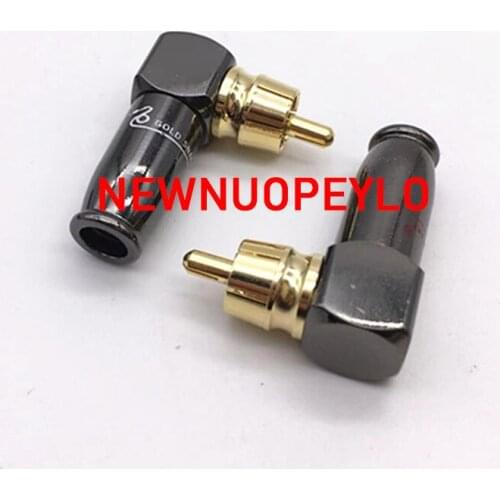 4pcs pair 90 Degree Snake King RCA L-shaped Gun Black Gold Plated Right Angle RCA Male Plug Audio Video Connector Soldering