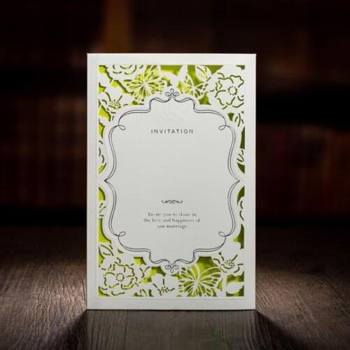 50 Pcs Anniversary Cards Blank Laser Cut Wedding Invitations Vintage Complimentary Wedding Card Kraft Paper Butterfly European