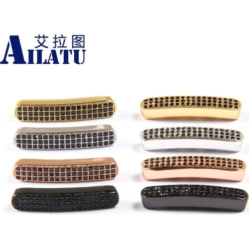 Ailatu 10 Pieces Cube Shape Jewelry Accessories Charm with Micro Paved Black Cz Decorated for DIY Bracelet and Necklace Making