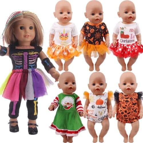 Doll Accessories For 18 Inch American Doll Girls & Baby Reborn Clothes For 43Cm Our Generation Christmas/Halloween Set Kids Toy