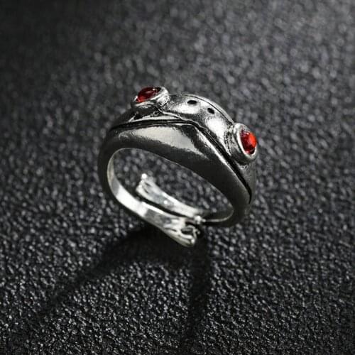 Bohemian Vintage Frog Ring for Women Artistic Design Retro Opening Resizable Unisex Female Statement Rings Silvery Color Gift