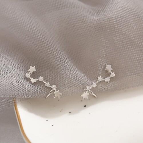 Big Dipper Stud Earrings Zircon For Women Simple Korean Fashion Geometric New Trend Hot Sale Girlfriend Jewelry Gift BOYULIGE