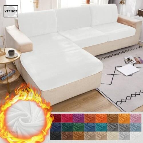 White Color Thick Velvet Sofa Cover Sofa Cushion Cover Elastic Slipcover All-inclusive Couch Cover Sofas Case Seat Slipcover
