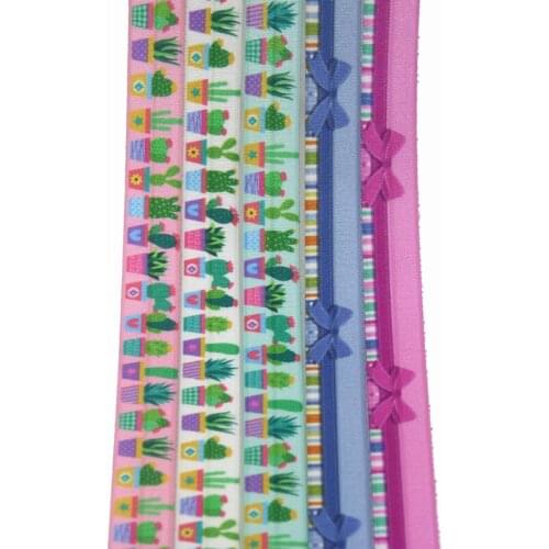 DHK 5/8'' 50yards cactus bows printed Fold Elastic FOE stretch ribbon hairbow headwear headband DIY OEM S1346