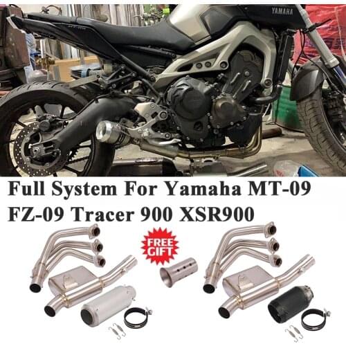 For Yamama MT-09 FZ-09 Tracer 900 XSR900 Motorcycle GP Full Exhaust Escape Modify Front Link Pipe Muffler Carbon Fiber DB Killer