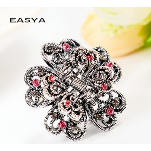 EASYA 2018 New Arrival Retro Hair Claws 4 Colors Flower Butterfly Wedding Hair Clips For Women Vintage Hair Accessories