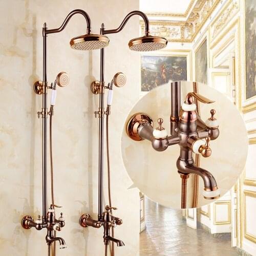 European copper bath faucet hot and cold marble bathtub shower faucet jade Shower set mixer taps