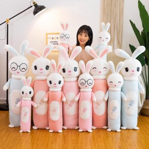 60-130cm Large Size Toys Cute Pink Blue Rabbit Pillow Soft Cushion Stuffed Animals Bunny Plush Toys Christmas Gift For Children