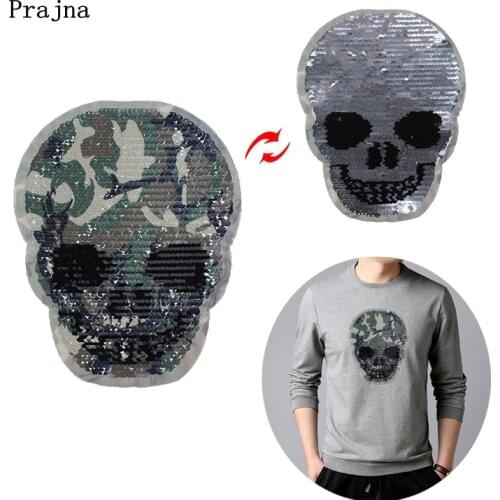 Prajna Camouflage Military Patches Reversible Change Color Sequins Patch Jacket Motorcycle Jacket DIY Tactical Clothing Applique