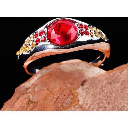Vintage Boho Rings for Women Red Crystal New Design Silver Color Creative Ring Statement Wedding Bridal Jewelry Gift Wholesale