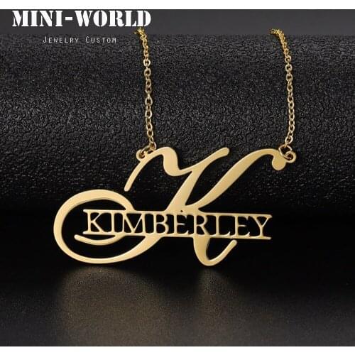 Mini-World Customized Initial Letter Necklace Personality Name Pendant Stainless Steel Jewelry for Woman Unique Birthday Gift