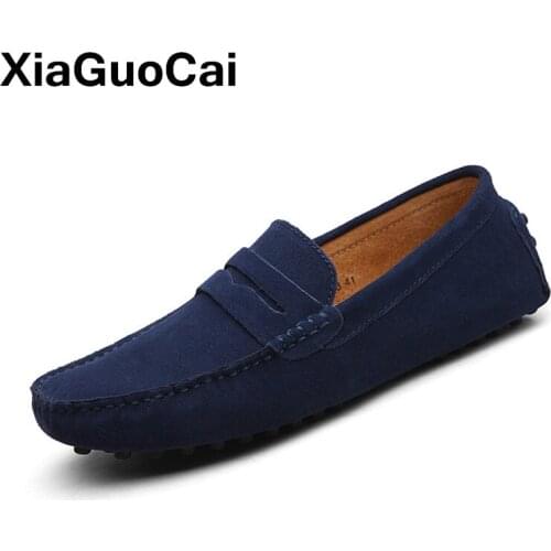 Mens Casual Shoes Leather Male Loafers Doug Shoes Breathable Slip-On Moccasins Flats Gommino 2021 Spring Man Footwear Big Size